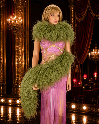 20 ply ostrich feather boa with richer feather volume for dance looks, costumes, and event styling