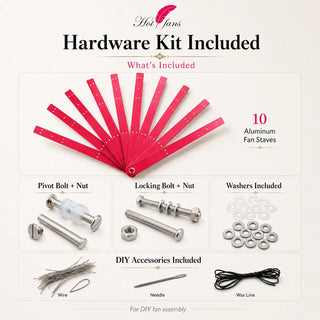 Single layer aluminum fan staves set of 10 in 25 cm size with slim handhold and hardware kit included