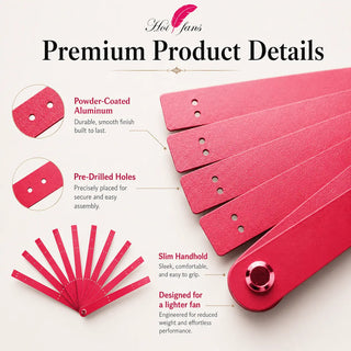 DIY fan assembly hardware kit included with each aluminum fan staves set including pivot bolt, locking bolt, plastic washers, iron washers, wire, needle, and wax line