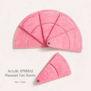 Pink pearl Acrylic PMMA pheasant fan staves set of 5 sold as a pair for DIY feather fan making