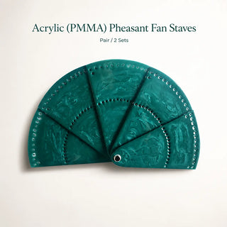 Teal pearl Acrylic PMMA pheasant fan staves set of 5 sold as a pair for DIY feather fan making