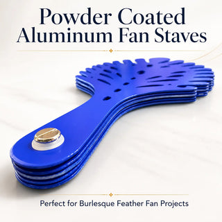 Powder coated aluminum fan staves for burlesque feather fan projects