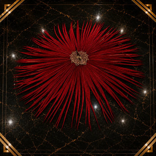 Grand Performance Ringneck Pheasant Feather Fan in red