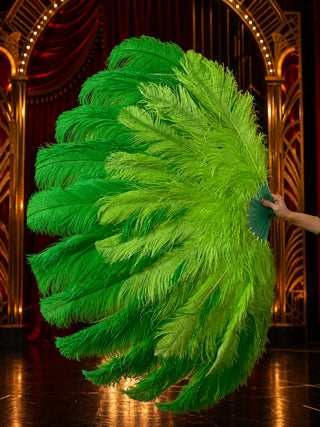 Special Offer Mix green Color 3 Layers Ostrich Feather Fan 34" x 65" | sell a Pair  Ready to Ship