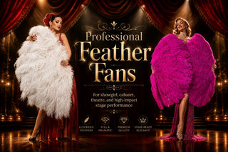 Professional feather fans for showgirl, cabaret, theatre, and high-impact stage performance