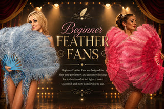 Beginner feather fan collection with lightweight styles for practice and first performances