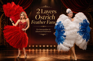 2 layers ostrich feather fan collection with custom color and stage performance styles