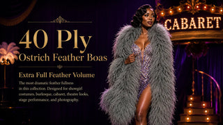 40 ply ostrich feather boas for extra full luxury stage styling, showgirl costumes, burlesque, cabaret, theatre, and photography