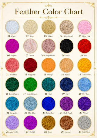 Marabou & Ostrich Feather Fan color reference for custom feather color selection