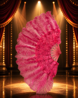 Marabout &  Éventail en plumes d'autruche 21" x 38" Look burlesque doux pour débutantes