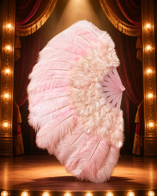 Marabout &  Éventail en plumes d'autruche 21" x 38" Look burlesque doux pour débutantes