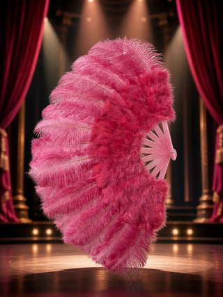 Marabout &  Éventail en plumes d'autruche 21" x 38" Look burlesque doux pour débutantes