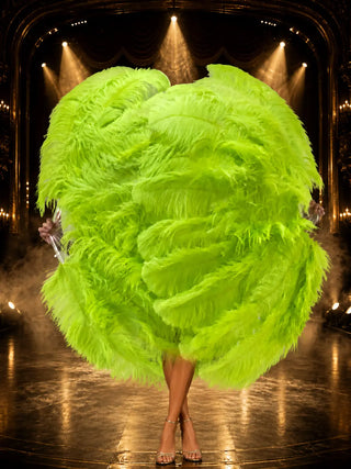 XL 2 Layers Ostrich Feather Fan 12 Staves 34" x 60" | Advanced Stage Look