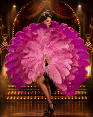 Layered mix color 3 layers ostrich feather fan, for professional stage performance.