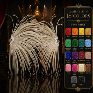 Grand Performance Huge Bleached and Dyed Pheasant Tail Feather Fan color options for stage performers