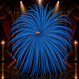 Blue Grand Performance Pheasant Tail Feather Fan 