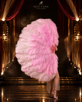 Custom mix Color 3 Layers Ostrich Feather Fan  35" x 70" | 180° Professional Look