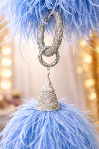 Crystal hand ring and cone connector detail for ostrich feather boa stage ensemble