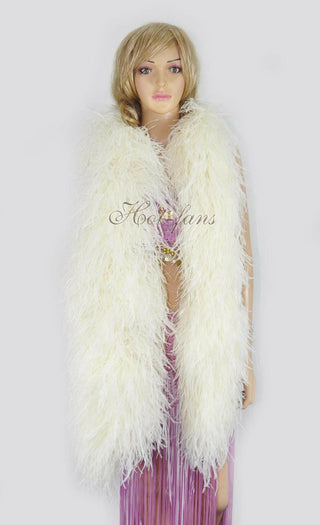 beige Luxury Ostrich Feather Boa 20 ply