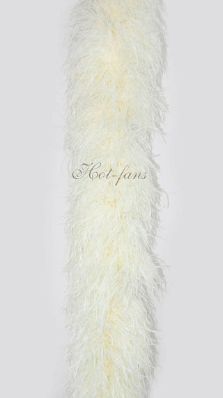 Boa en plumes d'autruche de luxe beige 20 plis