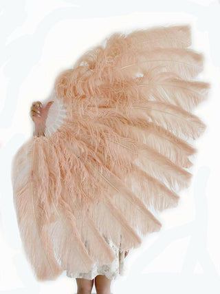 Desert sand XL 2 layers Ostrich Feather Fan 34"x 60"