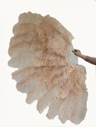 Desert sand XL 2 layers Ostrich Feather Fan 34"x 60"