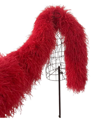 Boa en plumes d'autruche rouge 40 plis