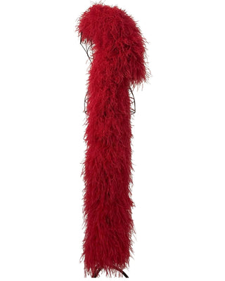 Boa en plumes d'autruche rouge 40 plis