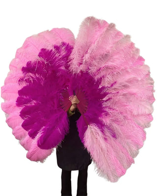 Mezcla 3 colores Compacto profesional &  Abanico de plumas de avestruz de triple capa ultradenso 32"incógnita 54"