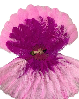 Mezcla 3 colores Compacto profesional &  Abanico de plumas de avestruz de triple capa ultradenso 32"incógnita 54"