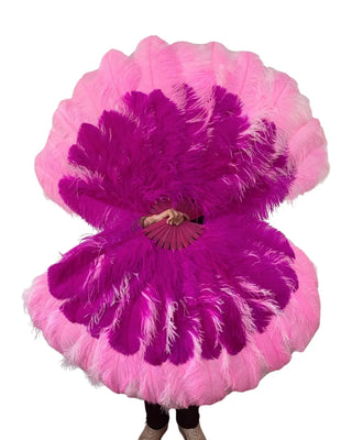 Mezcla 3 colores Compacto profesional &  Abanico de plumas de avestruz de triple capa ultradenso 32"incógnita 54"