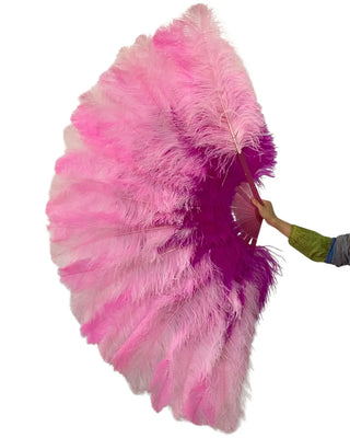 Mezcla 3 colores Compacto profesional &  Abanico de plumas de avestruz de triple capa ultradenso 32"incógnita 54"