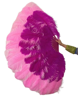 Mezcla 3 colores Compacto profesional &  Abanico de plumas de avestruz de triple capa ultradenso 32"incógnita 54"