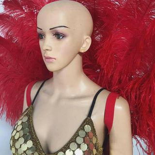 Red Open Majestic Style Ostrich Feather backpiece