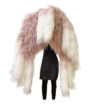 Oferta especial Abanico tipo cascada de madera beige degradado/blanco, boa de plumas de avestruz de 8 capas