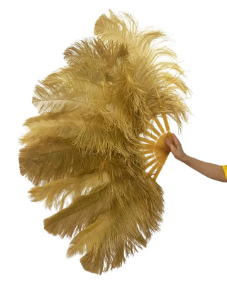 Offre spéciale Deux tons de couleur blé Une paire Éventail à plumes à une seule couche 25"x 45"