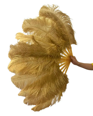 Offre spéciale Deux tons de couleur blé Une paire Éventail à plumes à une seule couche 25"x 45"