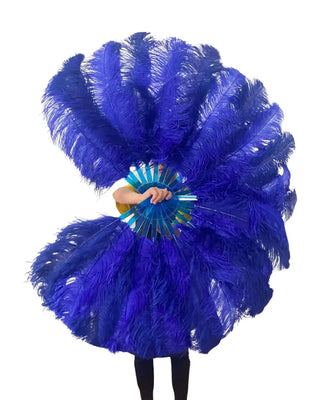 Special Offer Two tones of Royal blue color A pair Single layer Feather fan 25"x 45"