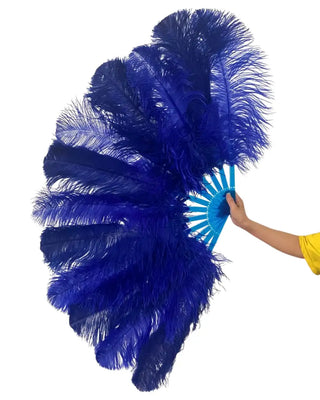 Special Offer Two tones of Royal blue color A pair Single layer Feather fan 25"x 45"