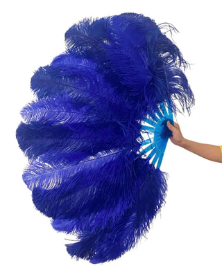 Special Offer Two tones of Royal blue color A pair Single layer Feather fan 25"x 45"