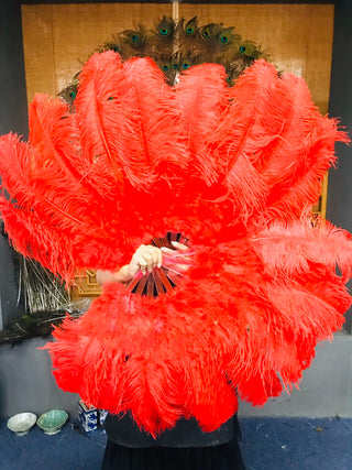 Red Marabou Ostrich Feather fan 27"x 53"