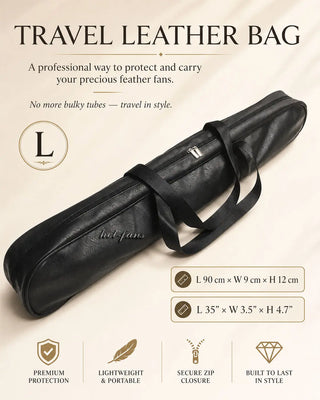 L size faux leather travel bag for fuller feather fans