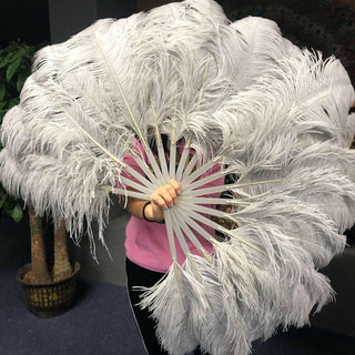 A pair light gery Single layer Feather fan 24"x 41"