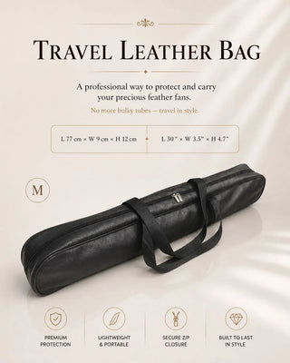 M size faux leather travel bag for standard feather fans