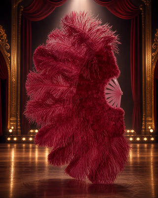 Marabout &  Éventail en plumes d'autruche  24" x 43" Look burlesque doux pour débutantes