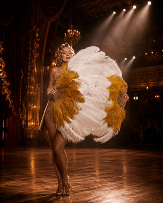 Mix Color XL 2 Layers Ostrich Feather Fan 12 Staves 34" x 60" | Advanced Stage Look