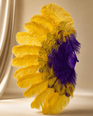 Mix Color XL 2 Layers Ostrich Feather Fan 12 Staves 34" x 60" | Advanced Stage Look