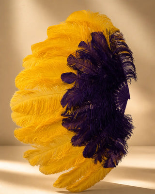 Mix Color XL 2 Layers Ostrich Feather Fan 12 Staves 34" x 60" | Advanced Stage Look