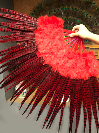 Red Marabou & Pheasant Feather Fan