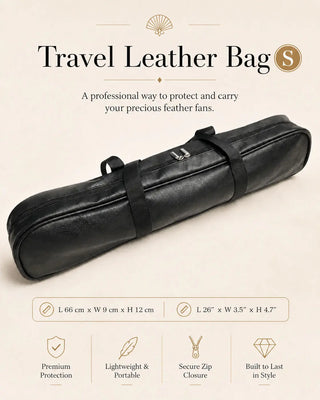S size faux leather travel bag for single layer feather fans